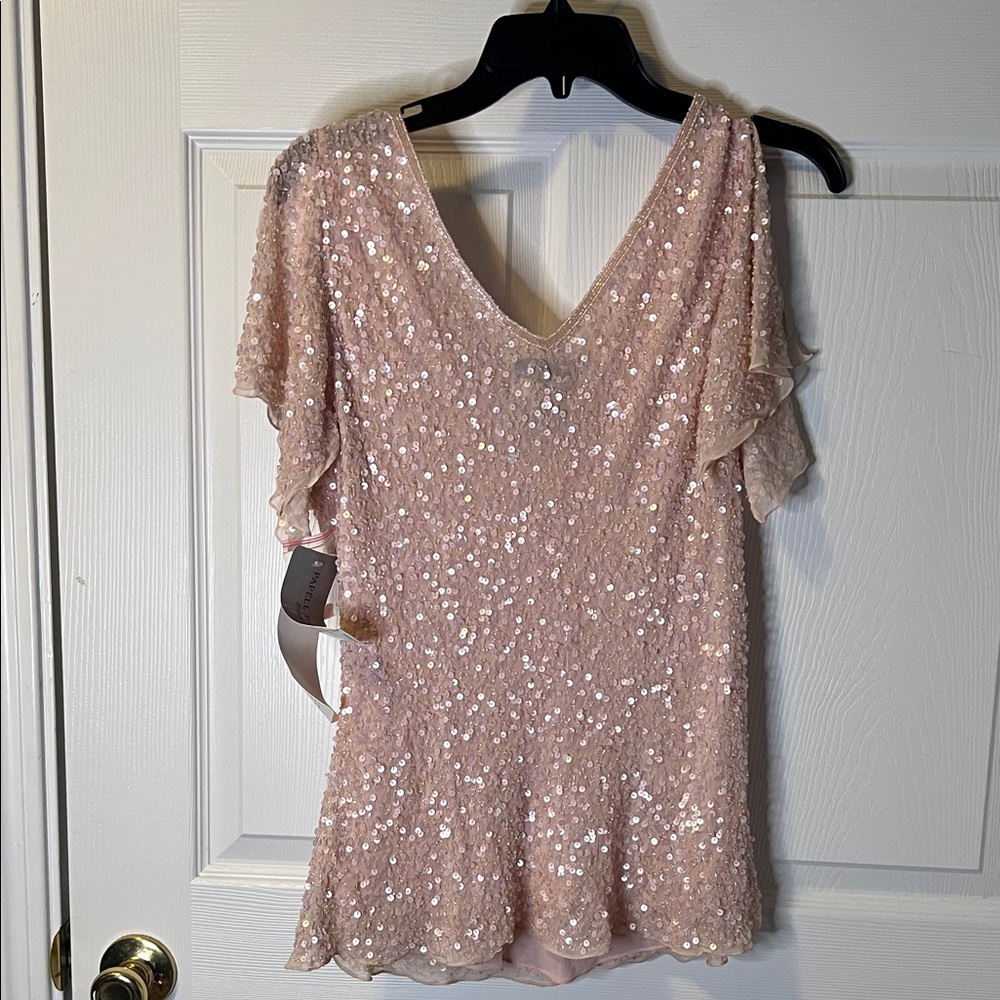 Pink Sequin V-Neck Top - Picture 9 of 9